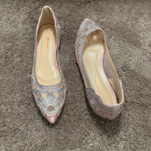 XYD Women Elegant Pointed Toe Rhinestone Flats - Picture 4 of 14